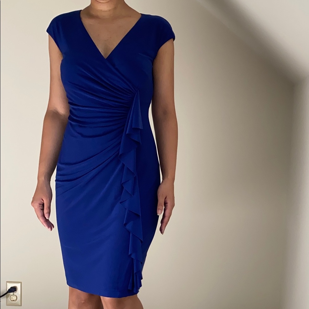 Ralph Lauren Blue Ruffle Wrap Dress